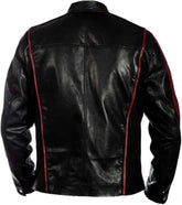Men's Hight-Quality Black Red-accents Lambskin Leather Jacket
